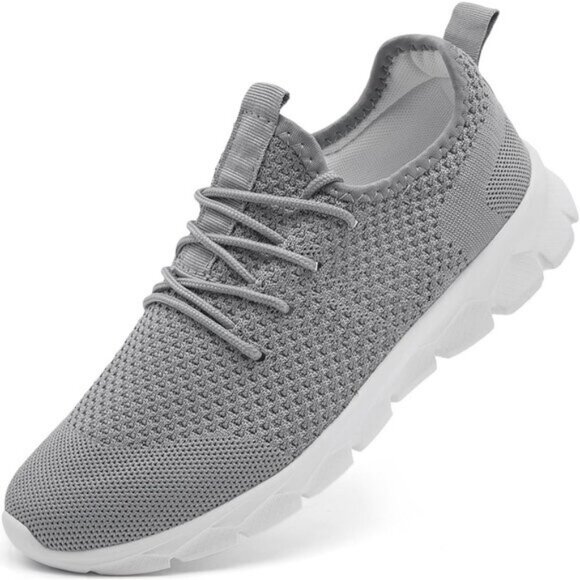 ⚡Mens Grey/White Running Fashion Tennis Walking Lightweight Athletic Sneakers - Picture 1 of 7